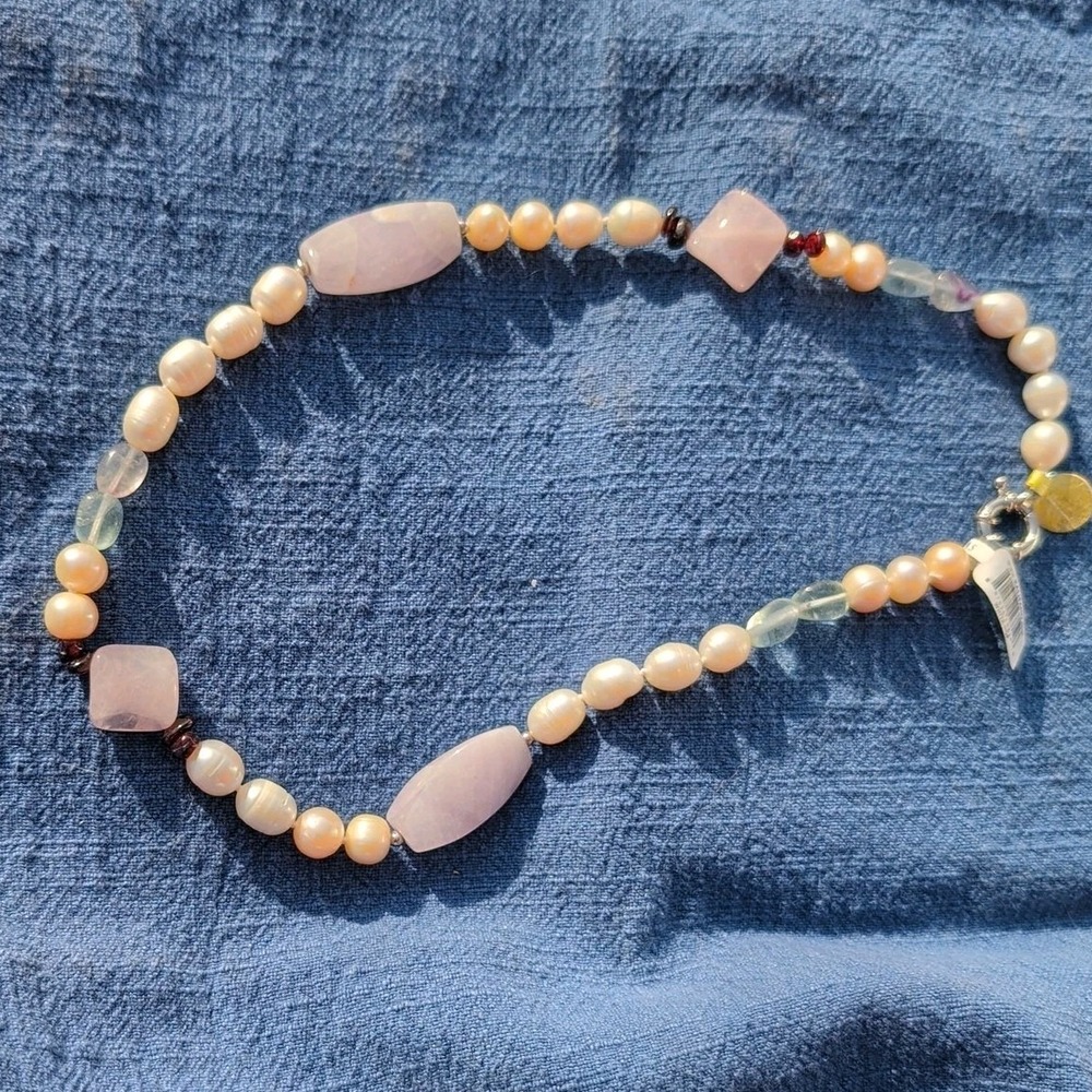NWT Alexander Kalifano Natural Gemstone & Genuine Pearl Beaded Necklace, 19" - Picture 5 of 8
